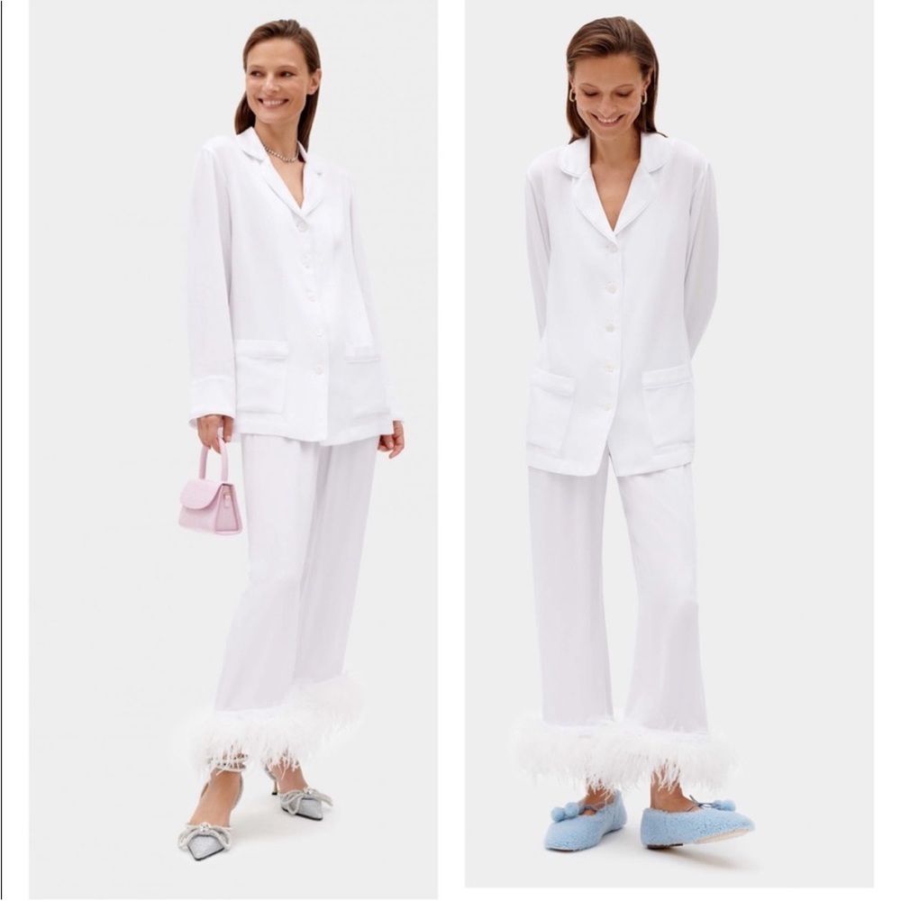 Sleeper Party Pajama Set With Real Feathers Feath… - image 1